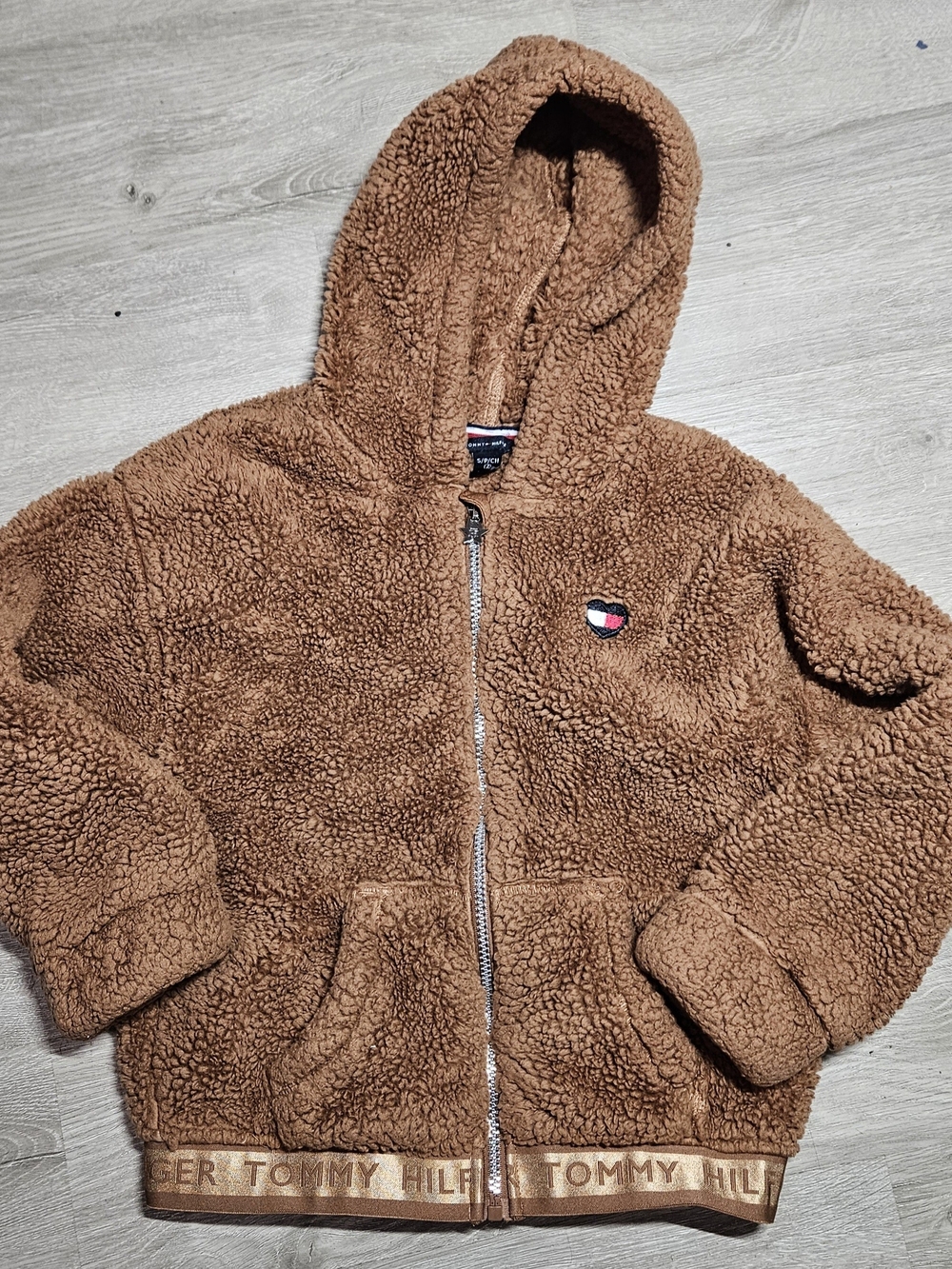 Tommy Hilfiger Kids Brown Sherpa Zip-Up Hoodie